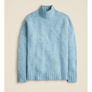 J.Crew Relaxed Turtleneck Sweater Donegal Wool Blend Blue Oversized XXS NWT